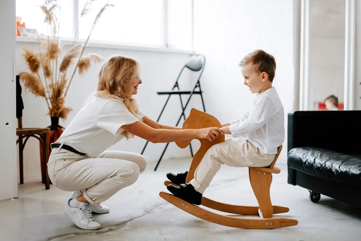 A caregiver spending one-on-one time with a child during an everyday activity